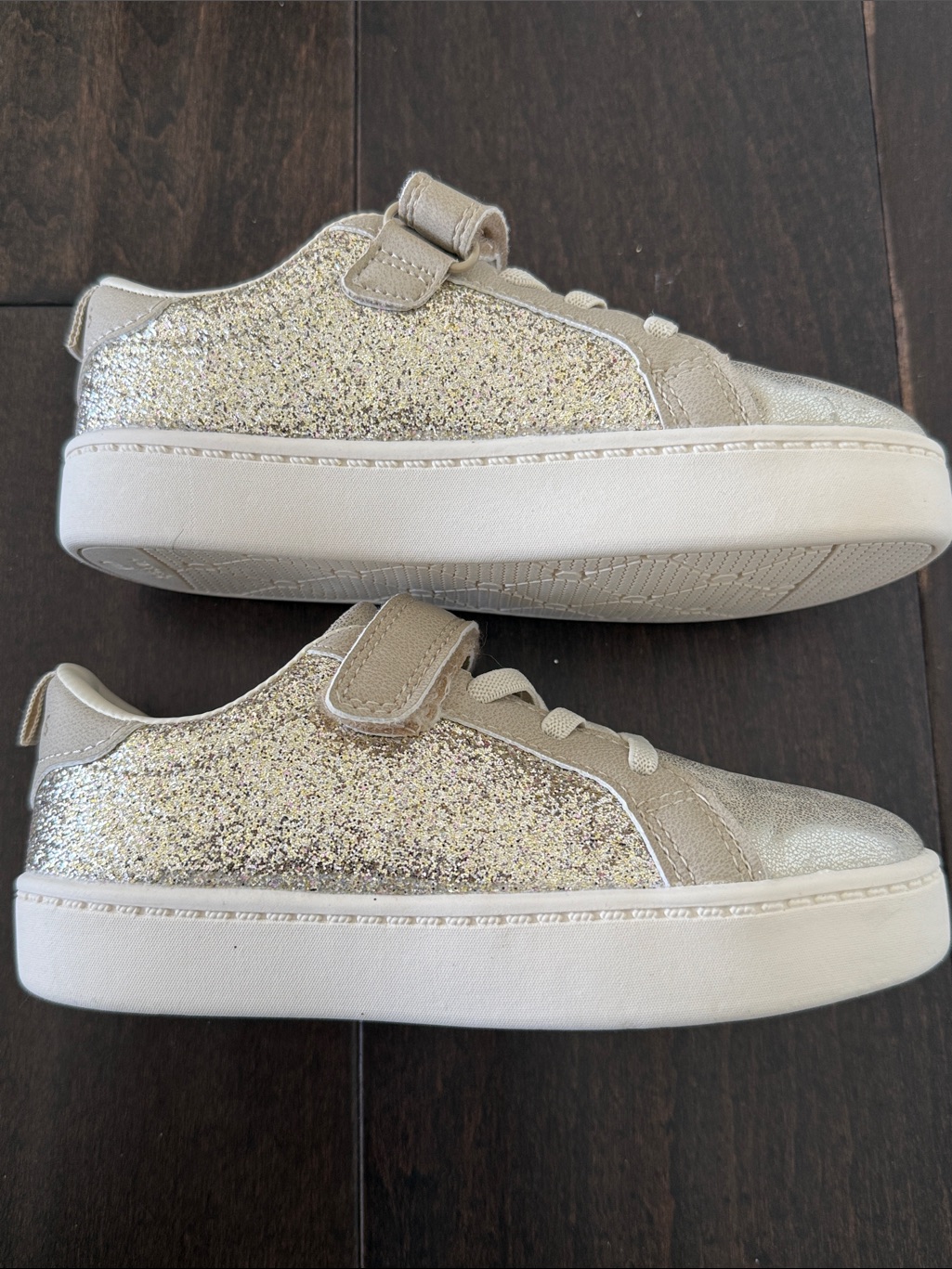 Carter's Girls' Glitter Velcro Sneakers In Gold! Worn One Time!
